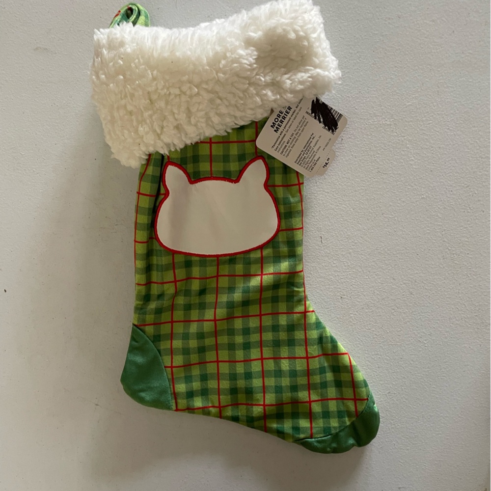 NWT Green Plaid Pet Christmas Stocking
